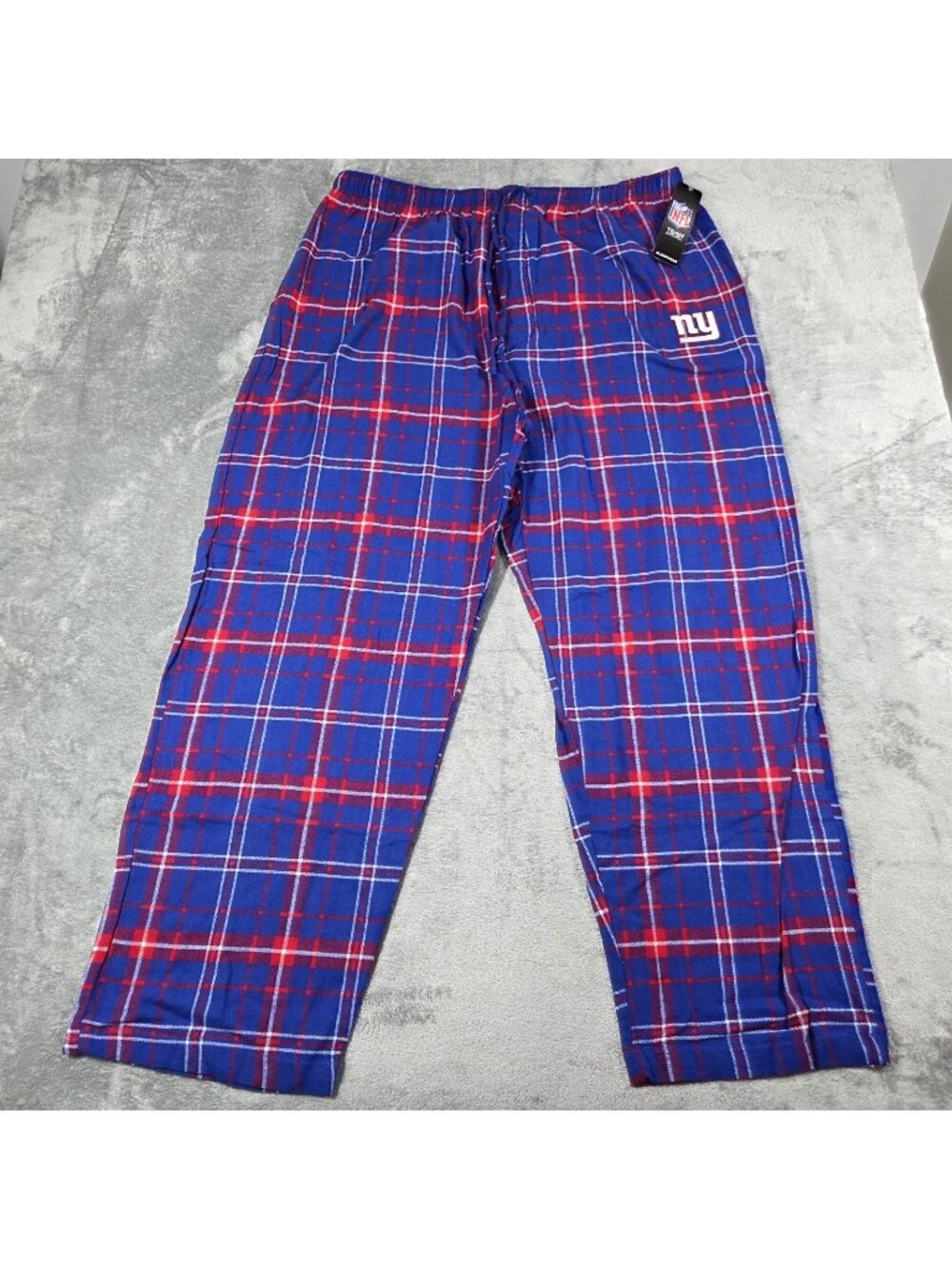 New York Giants Pajama Pants Mens 2XL Red Blue Plaid Flannel NY NFL Lounge NEW